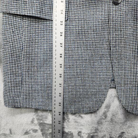 Travelsmith Sport Coat Mens 42L Black White Blue Silk Tweed Houndstooth Blazer - Picture 10 of 13